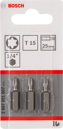 BoschT15 25mm 螺丝刀头 3 件装。