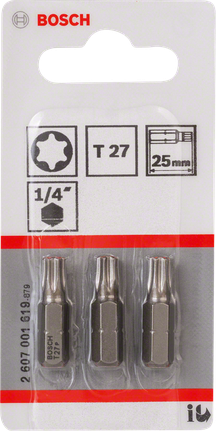 BoschT27 25mm 螺丝刀头套装（三件套）。