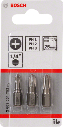 Bosch3 件套超硬 1/4 英寸螺丝刀头套装.