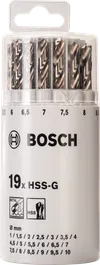 Bosch19 件套 HSS-G 金属钻头套装，塑料管包装。
