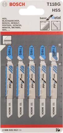 BoschT118G 金属曲线锯刀片。.