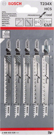Bosch T 234 X 曲线锯刀片 3/8 英寸木材。.