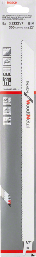 BoschS 1222 VF 型往复锯片，适用于木材和金属。