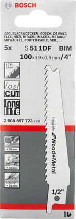 BoschS 511 DF 往复锯片 4 英寸木材金属。.