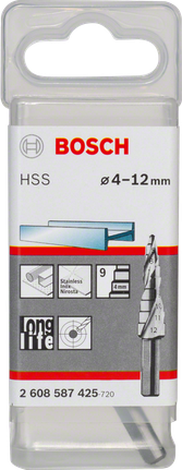 Bosch高速钢阶梯钻头 4-12mm，适用于金属。