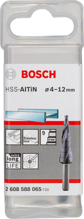BoschHSS-AlTiN 阶梯钻头 4-12mm，适用于金属。