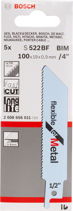 BoschS 522 BF 往复锯片 4 英寸。.