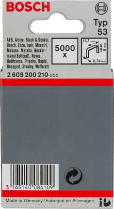 BoschTyp 53 订书钉，5000 枚装，适用于订书机。