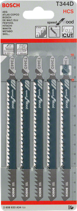 Bosch曲线锯刀片 T 344 D 5 片装.