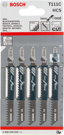 Bosch曲线锯锯条 T 111 C 3mm 木材.