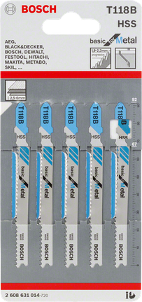 BoschT118B 曲线锯刀片 3/8 英寸金属.