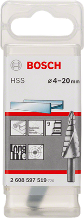 Bosch高速钢阶梯钻头 4-20mm，适用于金属。