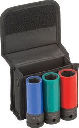 Bosch冲击套筒组，尺寸有 17、19、21 毫米。.