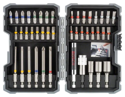 Bosch43 件冲击螺丝刀头套装，带有颜色编码的头。.