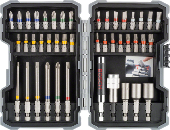 Bosch43 件冲击螺丝刀头套装，带有颜色编码的头。.