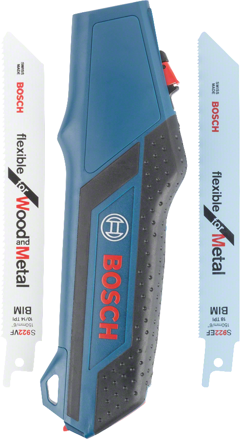 Bosch柄套装，配有适用于木材和金属的刀片。.