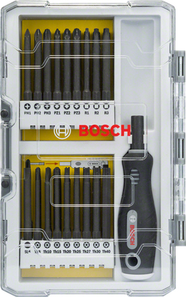 Bosch32 件套螺丝刀头和棘轮扳手套装。