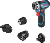 BoschGSR 12V-15 FC 无绳电钻套装，配有四个附件。.