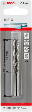 Bosch4mm HSS-G 钻头 2 件装.
