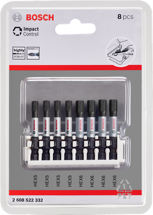 Bosch冲击控制六角电动批头套装 8 件套.