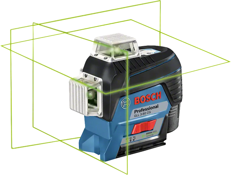 带有绿线的BoschGLL 3-80 CG 激光调平工具。.