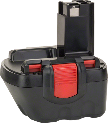 带有红色释放闩锁的Bosch镍氢电池组。