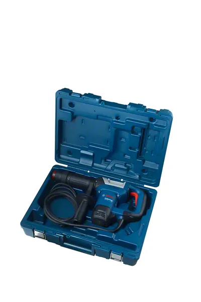 BoschGSH 500 破碎锤，装在蓝色手提箱中。.