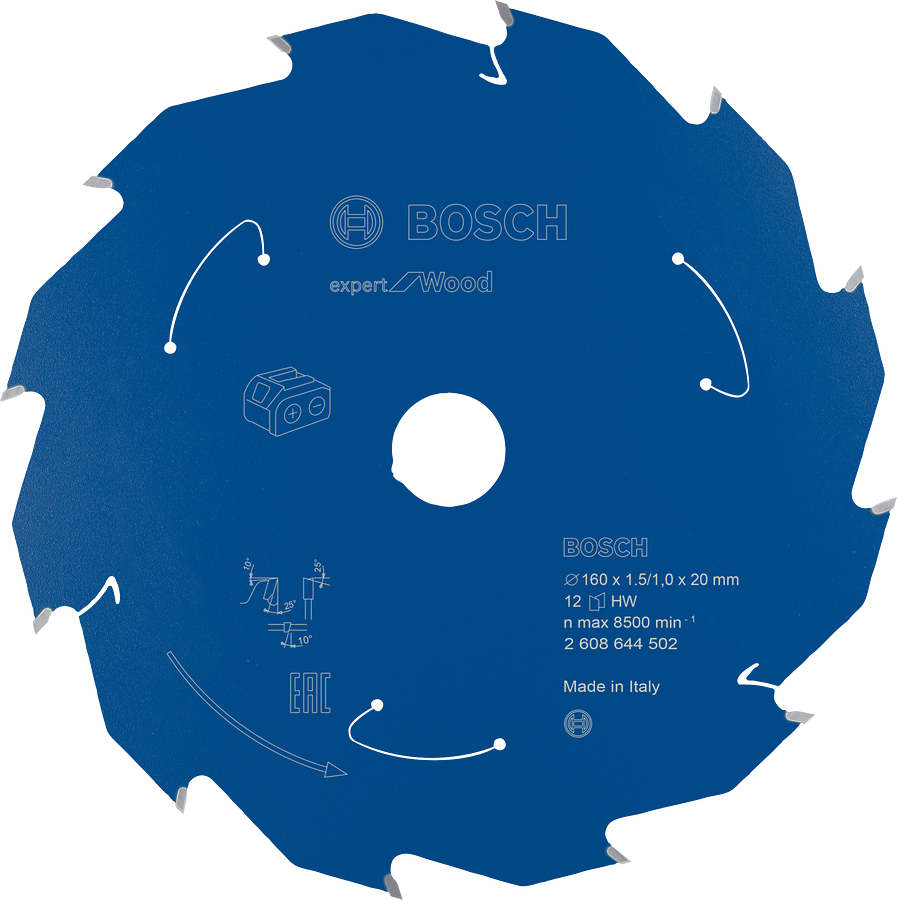Bosch木材专用圆锯片 160 毫米，12 个 ATB 齿。.