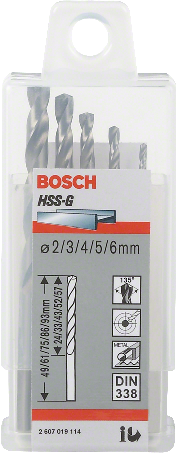 Bosch5 件套 HSS-G 金属钻头套装 2–6 毫米.