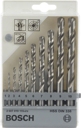 Bosch10 件套金属钻头套装 1-10 毫米.