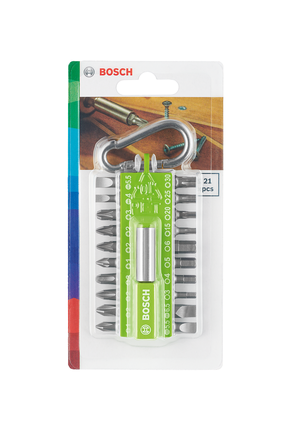 Bosch21 件套螺丝刀头套装，带收纳架。