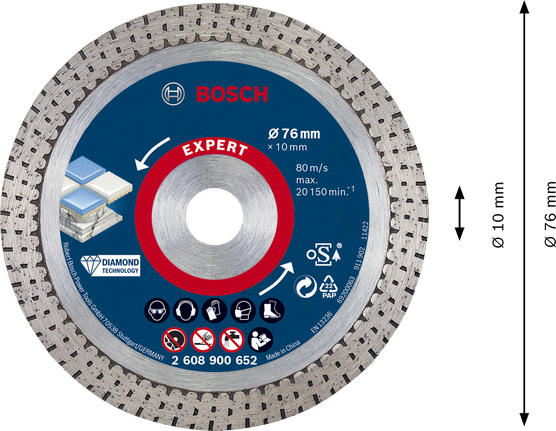 Bosch EXPERT HardCeramic 76 毫米金刚石切割片。.
