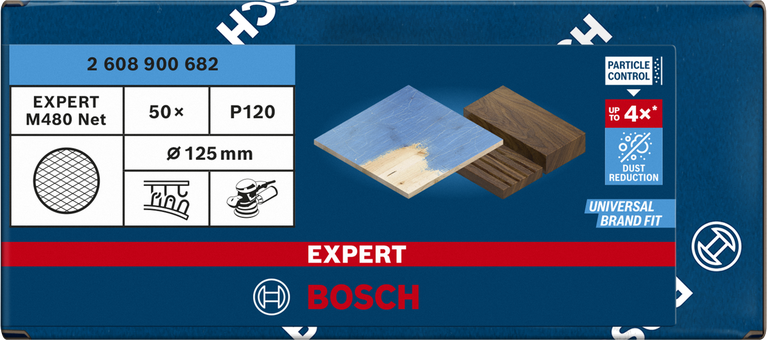 BoschEXPERT M480 打磨网 125 毫米 P120 50 件.