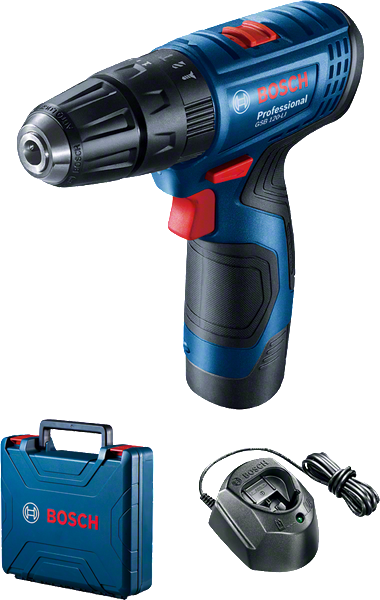 BoschGSB 120-LI 无绳电钻套装，配有盒子和充电器。.