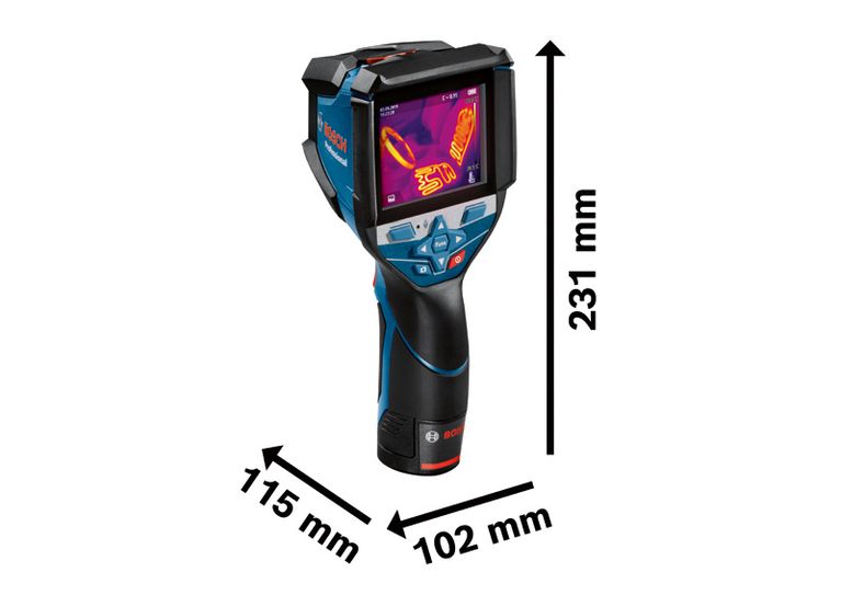 BoschGTC 600 C 热像仪，带测量尺寸。