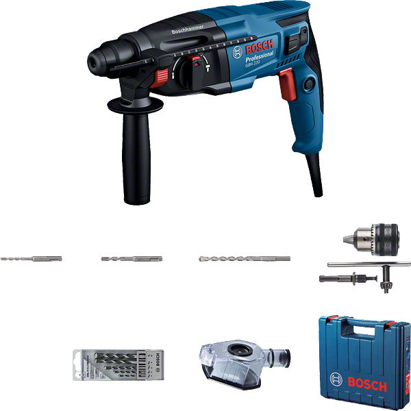 BoschGBH 220 旋转锤，配有钻头和盒子。.