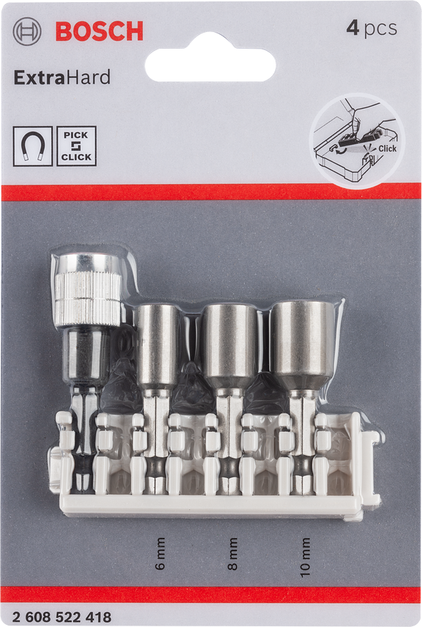 BoschExtraHard 套筒组 6 毫米 8 毫米 10 毫米。