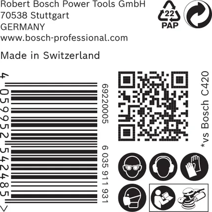 BoschC470砂纸包装标签。.