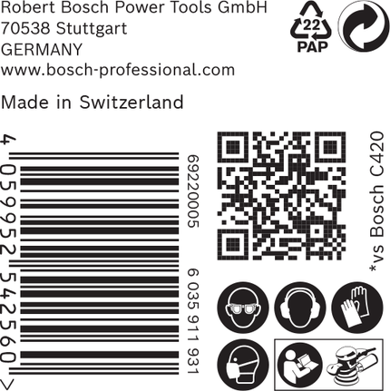 Bosch EXPERT C470 砂纸 150 毫米 60 粒度。.