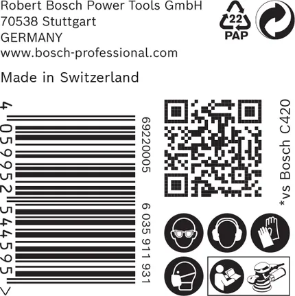 BoschC470砂纸包装标签。.