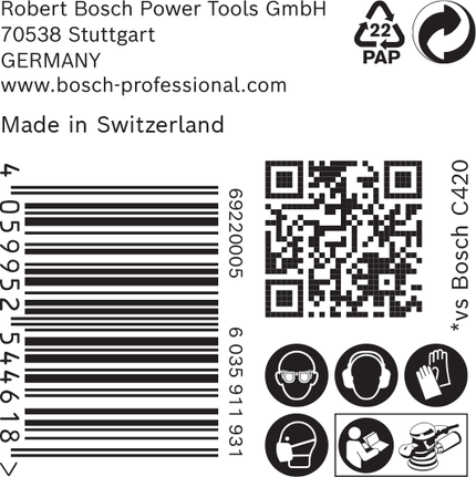 Bosch EXPERT C470 砂纸 G 220 150 毫米。.