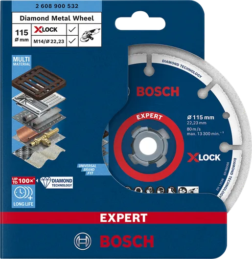 BoschEXPERT 金刚石金属砂轮 X-LOCK 切割盘 115 毫米。