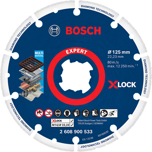 BoschExpert X-LOCK 金刚石切割片，适用于多种材料。.