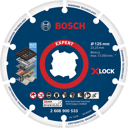 BoschExpert X-LOCK 金刚石切割片，适用于多种材料。.