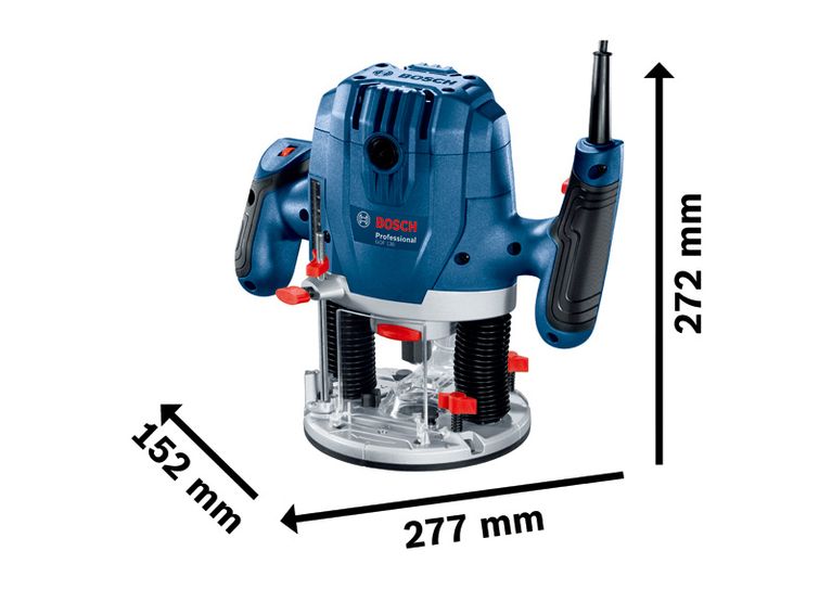 BoschGOF 130 路由器，输入功率为 1300W，行程为 55mm。.
