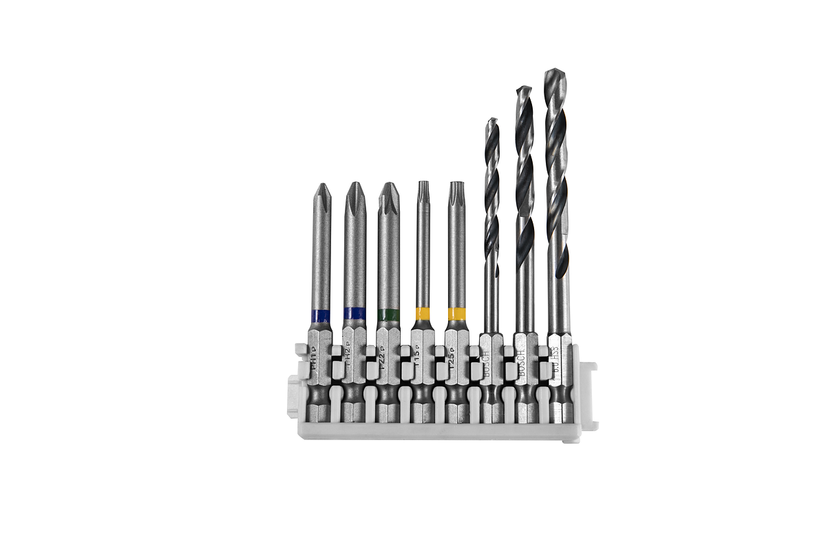 Bosch Pick & Click 超硬螺丝刀和 HSS 冲击钻头混合装 8 件。.