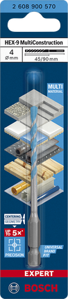 BoschHEX-9 MultiConstruction 钻头 4 x 45 x 90 毫米.