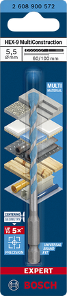 BoschEXPERT HEX-9 MultiConstruction 5.5×100 毫米钻头.