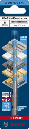 Bosch EXPERT HEX-9 MultiConstruction 钻头 6×60×100 毫米。.