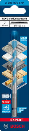 Bosch HEX-9 MultiConstruction 钻头 7×60×100 毫米。.